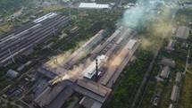 Aerial view of air pollution from the factory