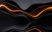 Dark curve geometry and glowing lines, 3d rendering.