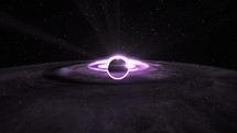 Black Hole animation in the Galaxy. Disk of Purple Matter on Event Horizon.