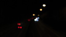 Cars with Soft Focus Lights at Night Driving on a Motorway, Ireland