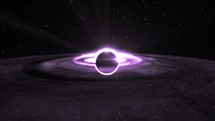 Magenta supermassive black hole animation in Outer Space.
