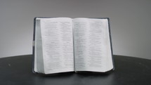 Open Bible on a turn table.