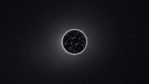 3D animation of a black dwarf star, a deceased celestial body in outer space, with a camera orbit.	