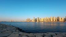 Panoramic Of Dubai City Skyline At Morning Timelapse