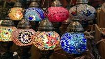 Colorful Moroccan Style Mosaic Lamps In A Shop