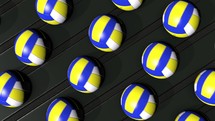 Rotating Volleyball Balls On Black Background Loop Animation