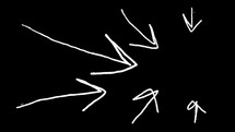 Hand drawn white arrow on black background
