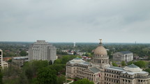Mississippi Capitol Building in Downtown Jackson - Aerial View. Drone Footage circling Capitol in Jackson.