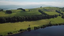 Aerial Pan of Countryside Around Baltyboys Bridge, Blessington, County Wicklow, Ireland
