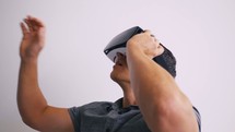 a man using VR glasses 