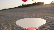 Ball on beach paddle