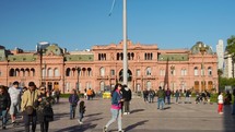 Buenos Aires, Argentina, October 2023: Casa Rosada, the Presidential Palace on Plaza de Mayo, Buenos Aires, Argentina. Zoom In. 4K Resolution.
