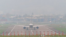 Airplane taking off on a runway