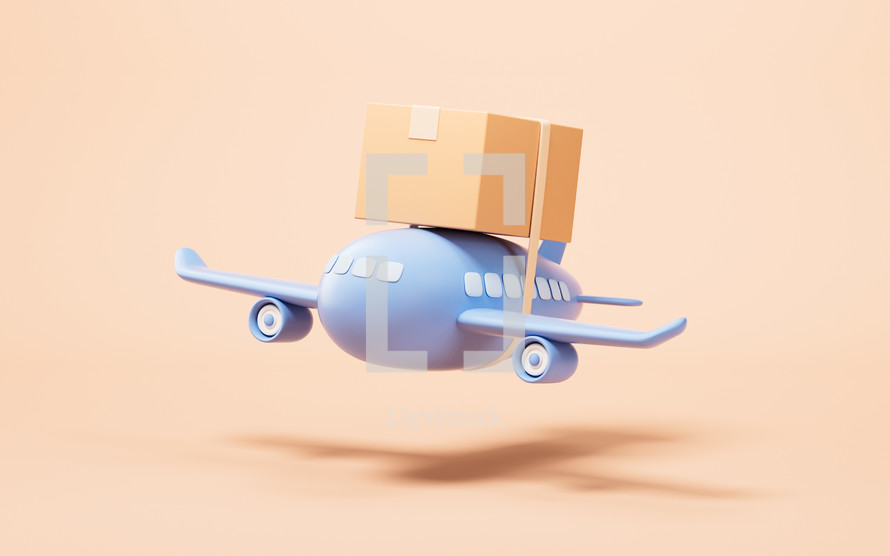 Plane and transportation with cartoon style, 3d rendering.