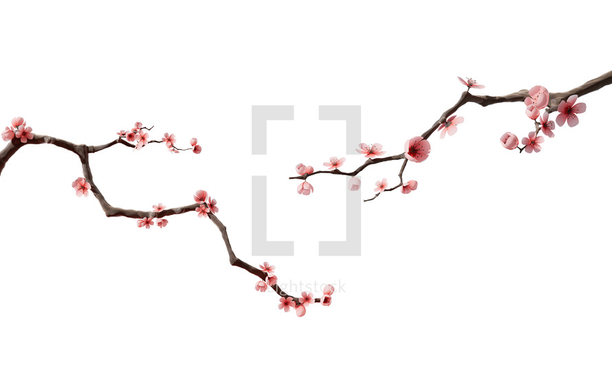 Plum blossom with Chinese ink painting style, 3d rendering.
