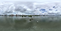 360 aerial photo taken with drone of Escultura de Serpente da Lagoa  in São Luís, Maranhão, Brazil