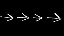 Hand drawn white arrows pointing right on black background