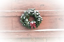 Christmas wreath with snow 