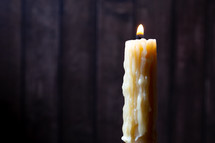 flame and melting wax on a candle 