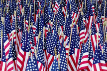 Memorial day American flag display, fallen but not forgotten