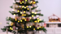 Out of focus Christmas tree with lights