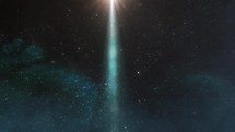 Star of Bethlehem and deep space stellar background. Animation, CGI
