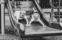 kids on a slide 