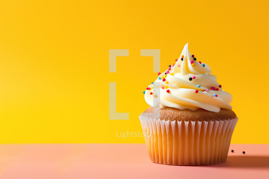 Cupcake with Yellow Background