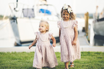 sisters in matching dresses 
