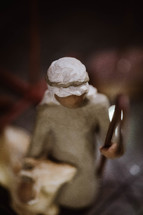 Shepherd and his sheep nativity scene figurines 