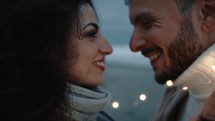 Lovely couple smile together outdoor 