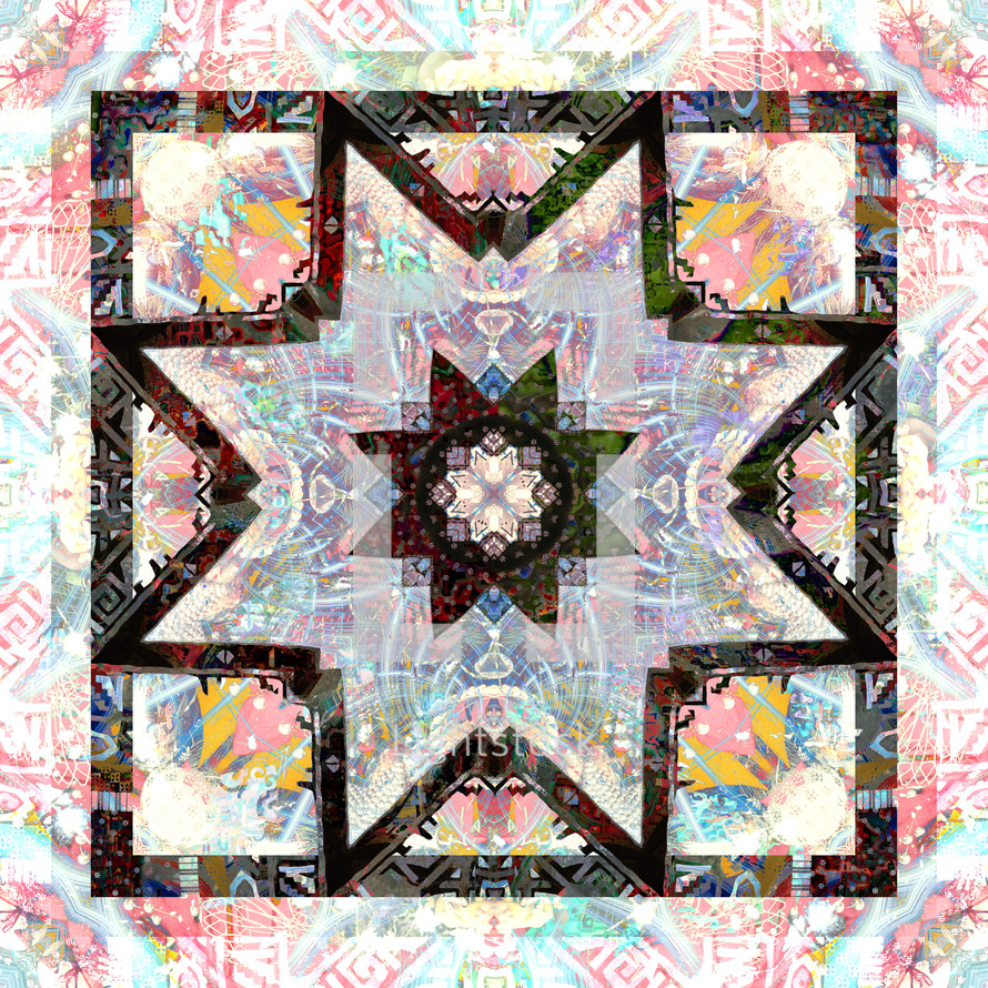 Digital star medallion quilt art design