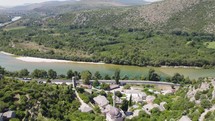 Pocitelj historic village in Bosnia and Herzegovina, aerial view, day