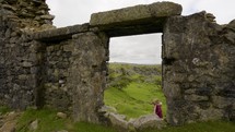 Mother And Daughter Explore Stone House Ruins Near Dartmoor Quarry