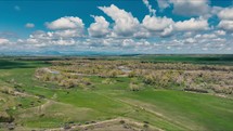 Beautiful countryside aerial with creek in Great Falls Montana USA