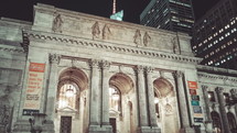 New York Public Library at night 