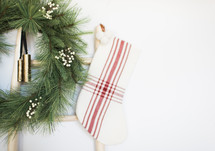 Christmas stocking and wreath 