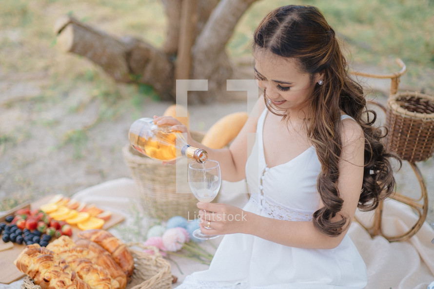 a woman having a summer picnic 