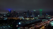 time-lapse of traffic in a city at night 