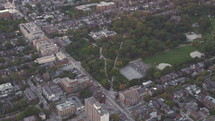aerial wide Angle View of Trinity Bellwoods Toronto 