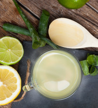 Drink with aloe vera and lemons