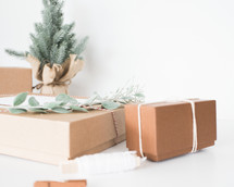 brown gift boxes for Christmas 