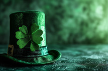AI Generated Image. Saint Patrick’s Day banner with green hat and copy space