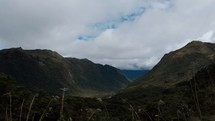 Peaceful Nature With Mountainscape In Parque Nacional Cayambe-Coca Near Papallacta, Ecuador. Pan Left