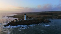 From the ocean sea, sunset at Pigeon Point Lighthouse 