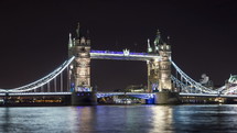 Tower Bridge at night in London 