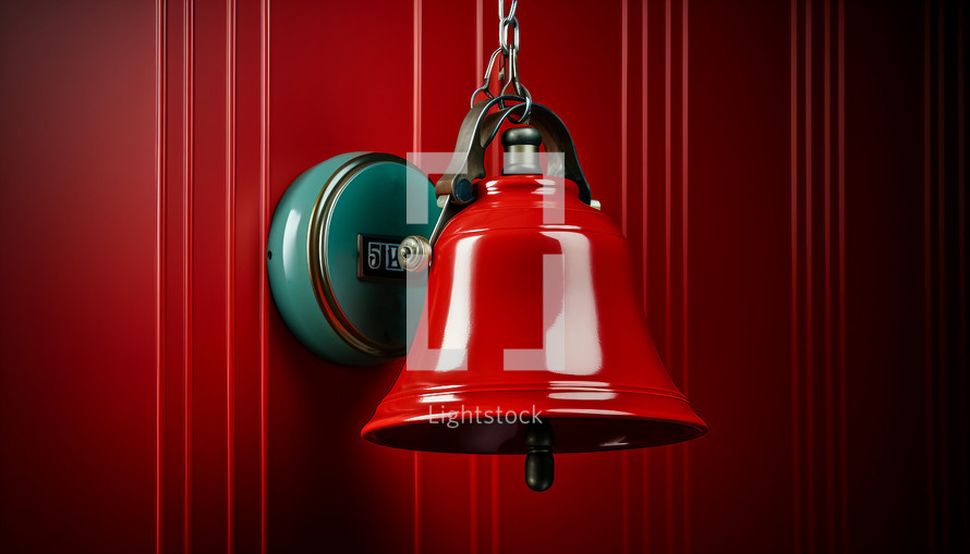 Red school bell on the wall