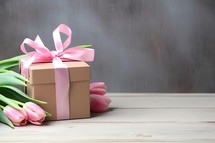 Gift Box and Tulip Flower