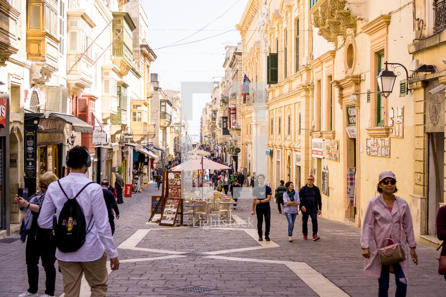 Streets of Old Town Valetta Malta 