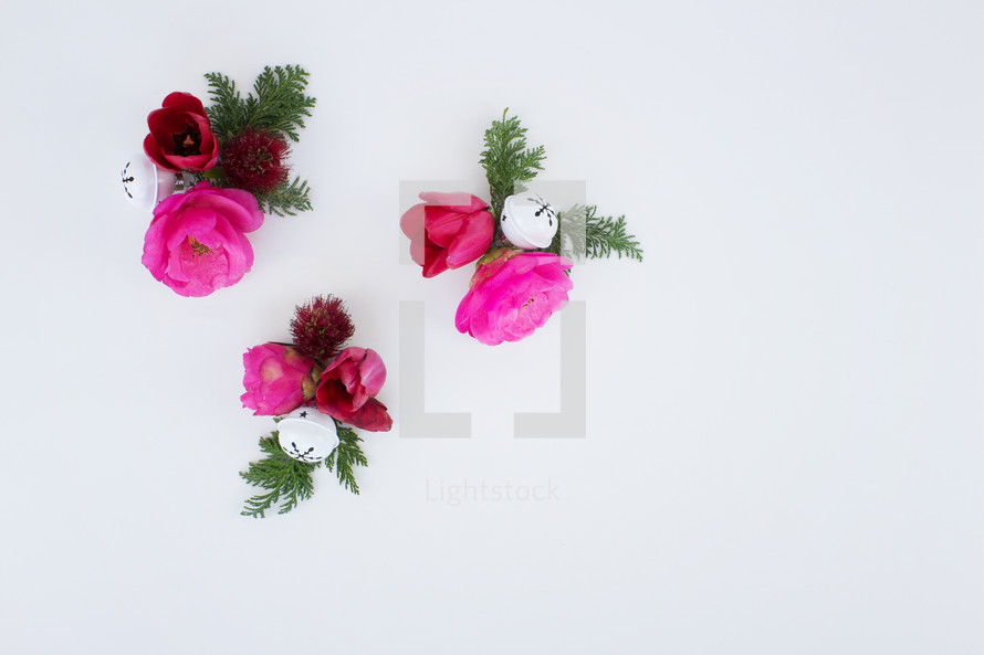flower arrangements and Christmas bells 